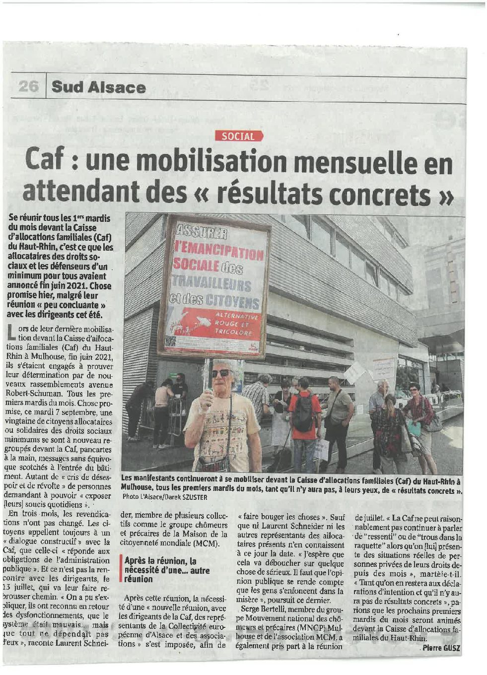 PEPS Mulhouse : manifeste pour un progrès obligé de la CAF, Sud Alsace