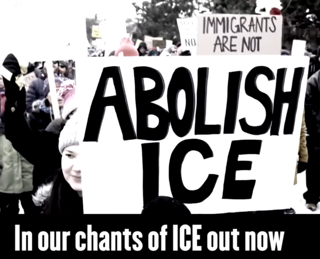 In our chants of ICE out now !