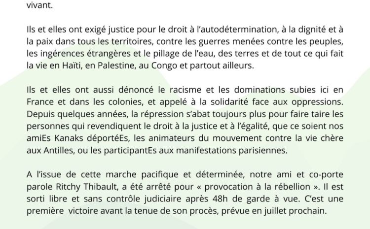  Manifestation internationaliste à Paris :première victoire pour la liberté d’expression !