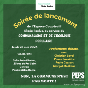 Invitation inauguration Espace coopératif Elisée Reclus et la Seconde Commune, le jeudi 28 mai 2026 à Pantin, de 16h30 à 22h.