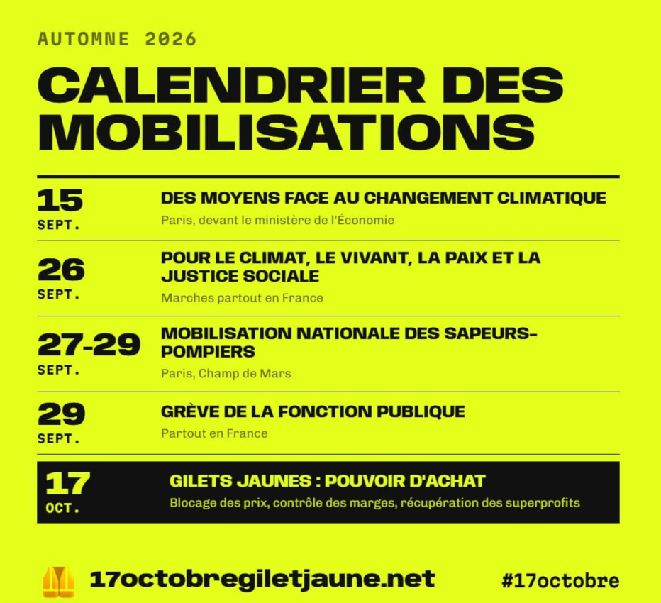 Calendrier de mobilisation